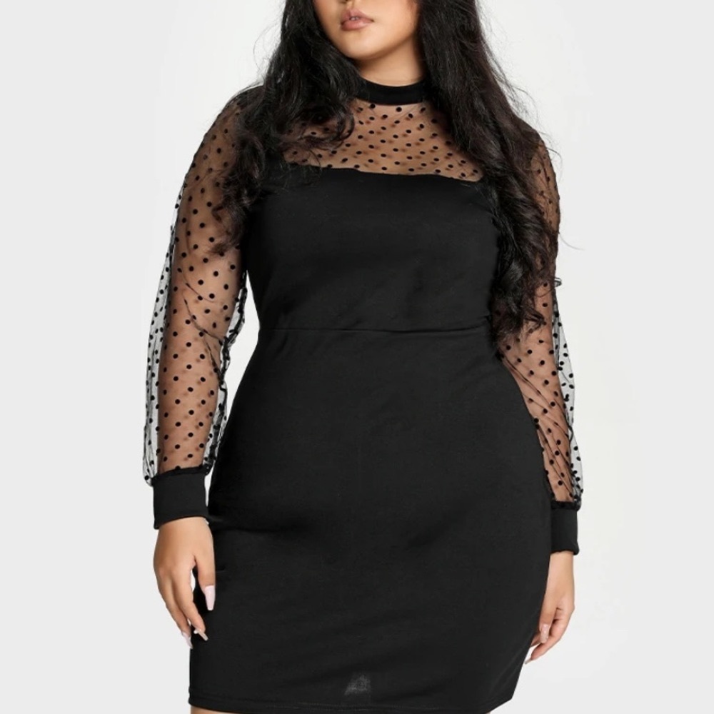 Mesh Dot Patchwork Dress